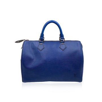 LOUIS VUITTON Toledo Blue Epi Leather Speedy 30 Boston Bag Handbag