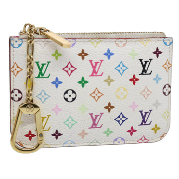 LOUIS VUITTON Multicolor Pochette Cles NM Coin Purse White M93734 LV Auth 58968