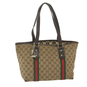 GUCCI GG Canvas Web Sherry Line Tote Bag Beige Red Green 137396 Auth 59566