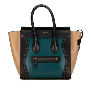 CELINE Micro Tricolor Luggage Tote Handbag