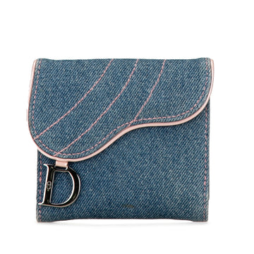 DIOR Denim Saddle Compact Wallet Small Wallets