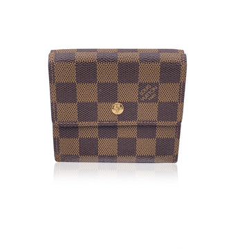 LOUIS VUITTON Vintage Damier Ebene Canvas Elise Square Compact Wallet