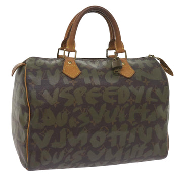 LOUIS VUITTON Monogram Graffiti Speedy 30 Hand Bag Green M92194 LV Auth 60005A