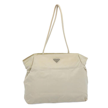 PRADA Tote Bag Nylon Cream Auth 60773