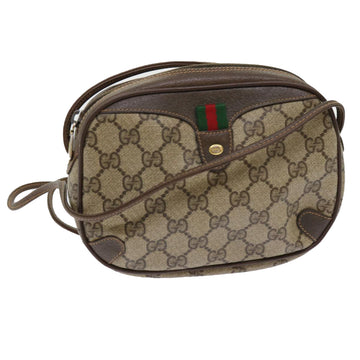 GUCCI GG Canvas Web Sherry Line Shoulder Bag PVC Beige Red Green Auth 63765