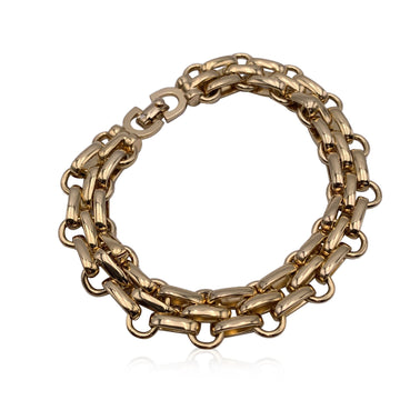 CHRISTIAN DIOR Vintage Gold Metal Double Rolo Chain Bracelet