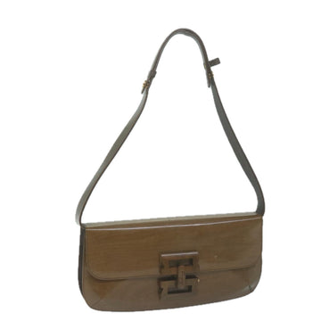 SALVATORE FERRAGAMO Shoulder Bag Patent leather Brown Auth 65739