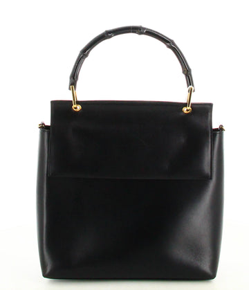 Gucci Leather Black Bamboo Handbag