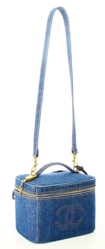 1996 Chanel CC Vanity Bag Denim Blue