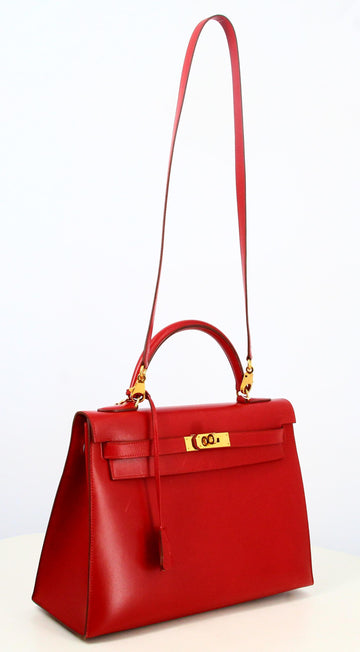 1983 Hermes Kelly Handbag Red Leather