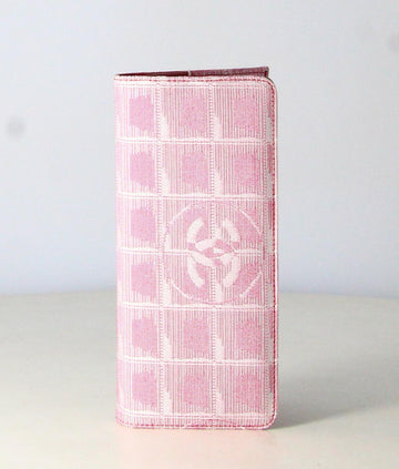 Chanel Wallet Pink Fabric Double C Logo