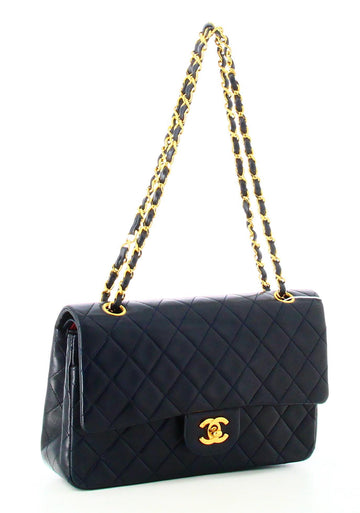1989 Chanel HandbagsBlack Medium Classic Lambskin Double Flap