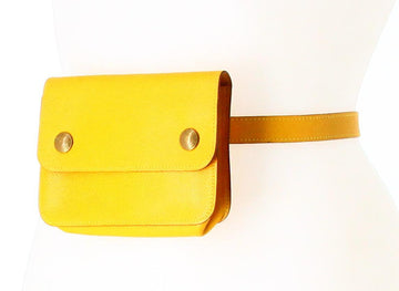 Hermes Courchevel Pochette Yellow Waist Bag