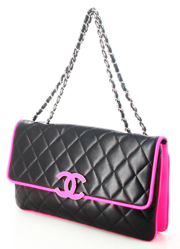 2008 Chanel Large Blakc and Pink Flap