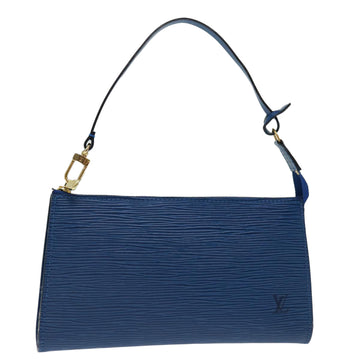 LOUIS VUITTON Epi Pochette Accessoires Pouch Blue M52985 LV Auth 66974