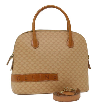 CELINE Macadam Canvas Hand Bag PVC Leather 2way Beige Auth 69018