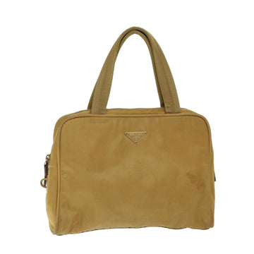 PRADA Hand Bag Nylon Beige Auth 69941