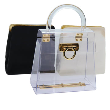 SALVATORE FERRAGAMO Gancini Hand Bag plastic Clear Auth 69980A