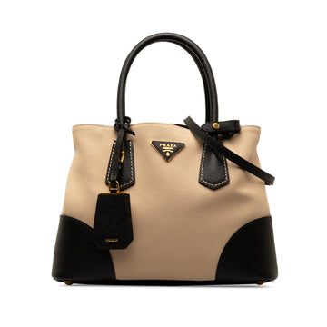 PRADA Canapa and Saffiano Double Satchel