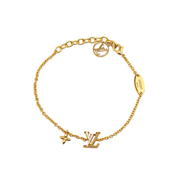 LOUIS VUITTON Gold Plated Crystal Iconic Bracelet Costume Bracelet