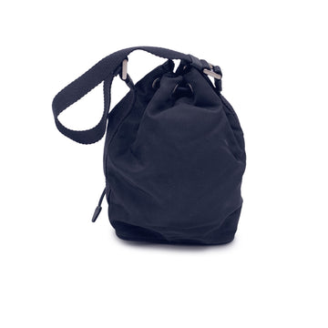 PRADA Black Nylon Mini Tessuto Nylon Duet Bucket Bag Handbag