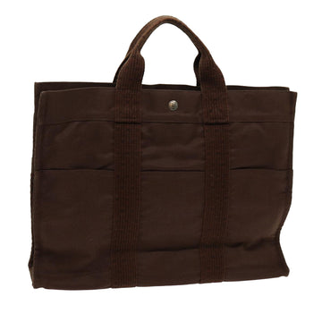 HERMES Her Line MM Tote Bag Canvas Brown Auth 70184