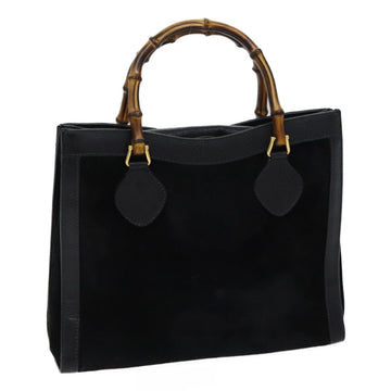 GUCCI Bamboo Tote Bag Suede Black Auth 70244