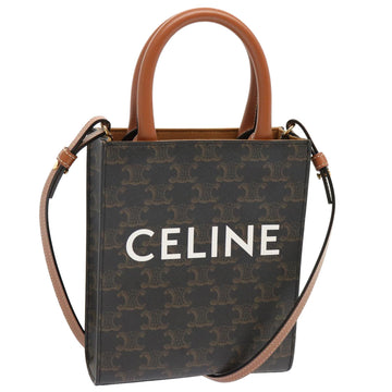 CELINE Triomphe Canvas Minibar Tical Hippo Hand Bag PVC 2way Black Auth 70260A