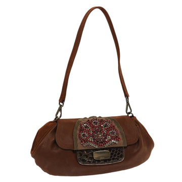 PRADA Shoulder Bag Leather Brown Auth 70339