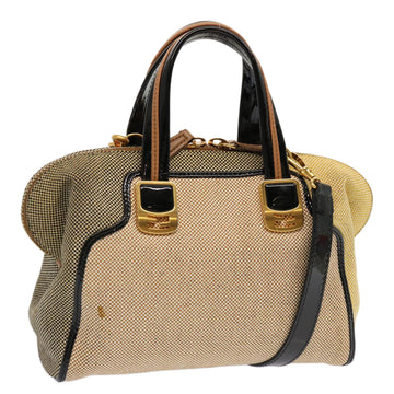 FENDI Hand Bag Canvas 2way Beige Auth 70343