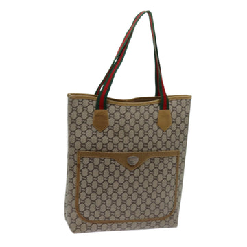 GUCCI GG Plus Supreme Web Sherry Line Tote Bag PVC Beige Red Green Auth 70395