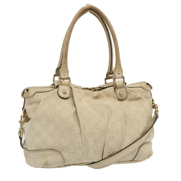 GUCCI GG Canvas ssima Hand Bag 2way Beige 247902 Auth 70399