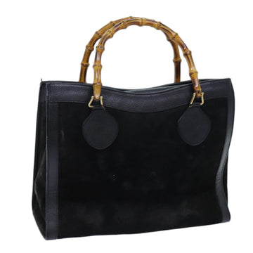 GUCCI Bamboo Tote Bag Suede Black 002 1186 0260 Auth 70415