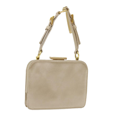 PRADA Hand Bag Satin Gold Auth 70527