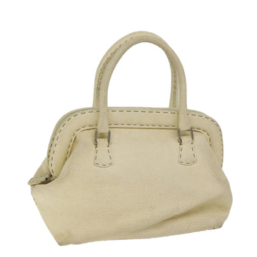 FENDI Hand Bag Canvas Beige Auth 70574