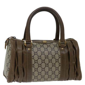 GUCCI GG PLUS Canvas Hand Bag PVC Beige Brown Auth 70578