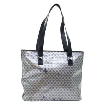 CELINE Macadam Canvas Tote Bag Enamel Silver Black Auth 70632