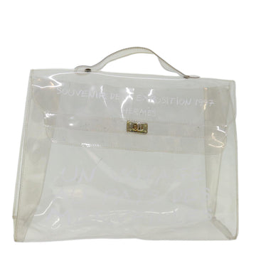 HERMES Vinyl Kelly Hand Bag Vinyl Clear Auth 70651