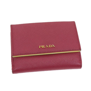 PRADA Wallet Safiano leather Pink Auth 70786