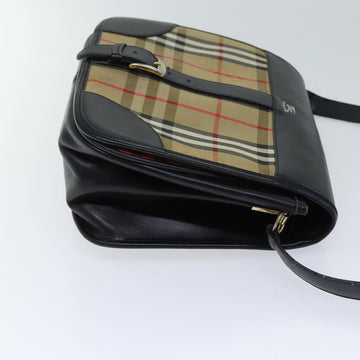 BURBERRYSs Nova Check Shoulder Bag Canvas Beige Black Auth 70957