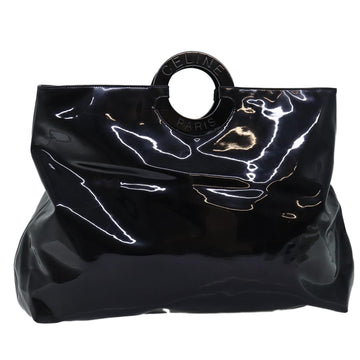 CELINE Hand Bag Patent leather Black Auth 71034