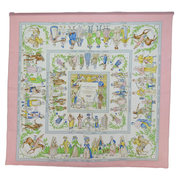 HERMES Carre 90 COSTUMES CIVILS Scarf Silk Pink Auth 71132