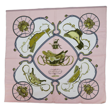 HERMES Carre 90 SPRINGS Scarf Silk Pink Auth 71133