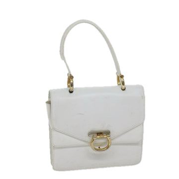 CELINE Hand Bag Leather White Auth 71163