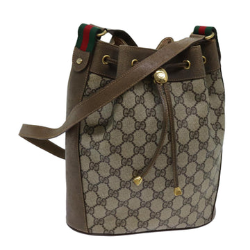GUCCI GG Canvas Web Sherry Line Shoulder Bag PVC Beige Green Red Auth 71175