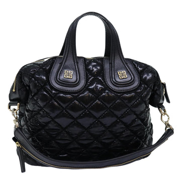 GIVENCHY Quilted Nightingale Hand Bag Coated Canvas 2way Black Auth 71341