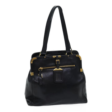 PRADA Tote Bag Leather Black Auth 71494