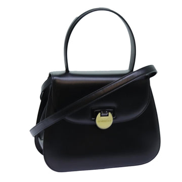 GIVENCHY Hand Bag Leather 2way Black Auth 71566