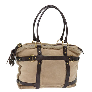 SALVATORE FERRAGAMO Hand Bag Suede Beige Auth 71593