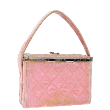 CHANEL Matelasse Hand Bag Velor Pink CC Auth 71634A